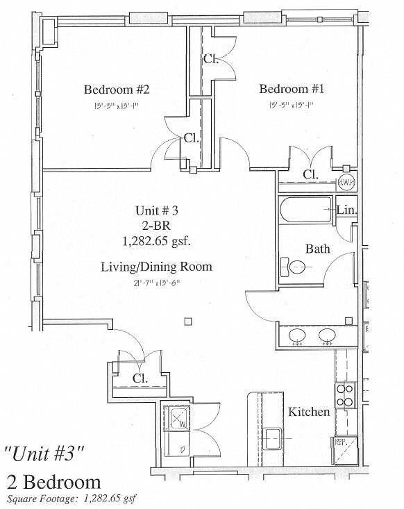 Floor plan for 2 beds, 1 bath, 1014 sqft